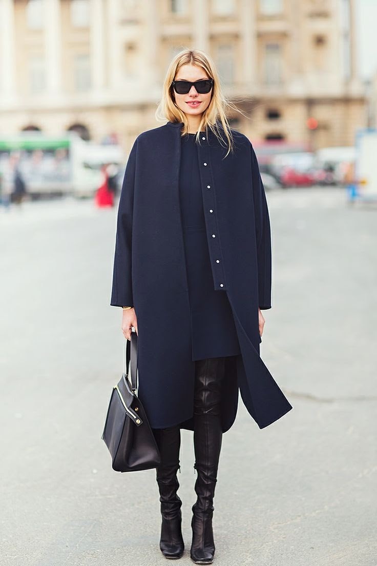 black and navy blue outfit